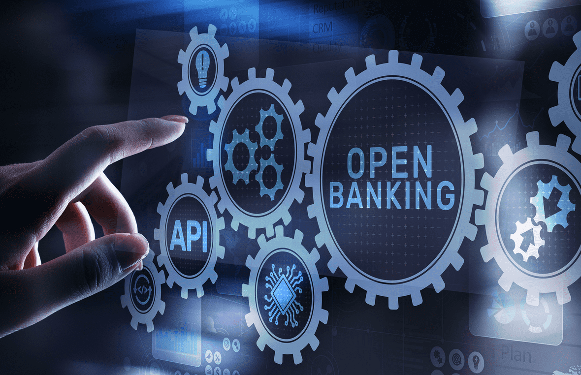 Open Banking Konzeptgrafik auf holografischem Display